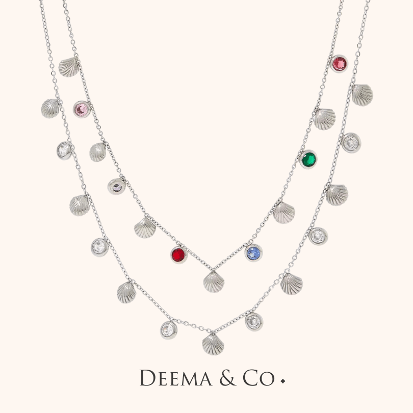 derya dainty charms necklace silver both