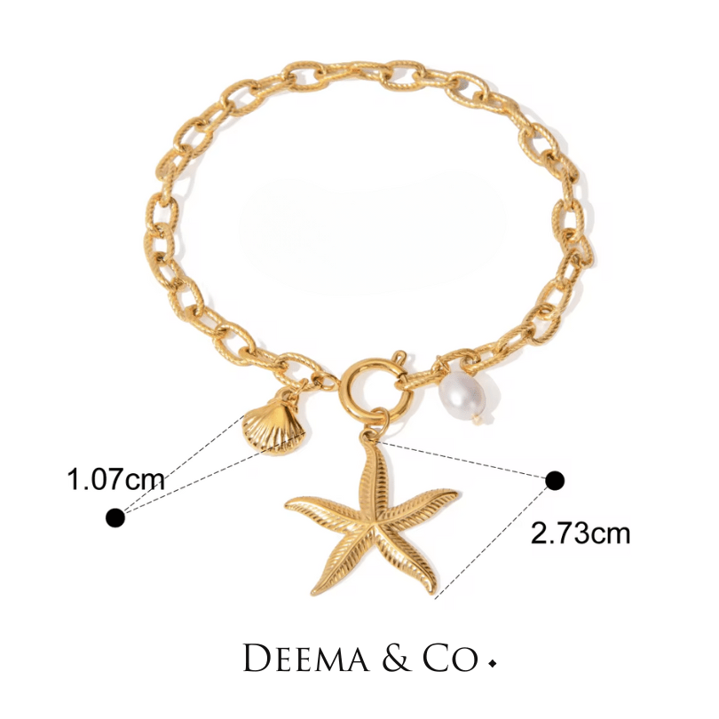 Derya Stella Marina Pearl Bracelet Gold Specs