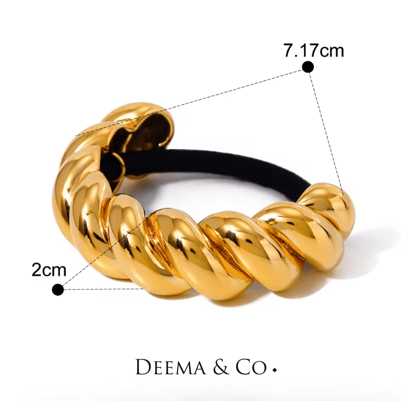 sadira croissant twirl hair tie gold specs