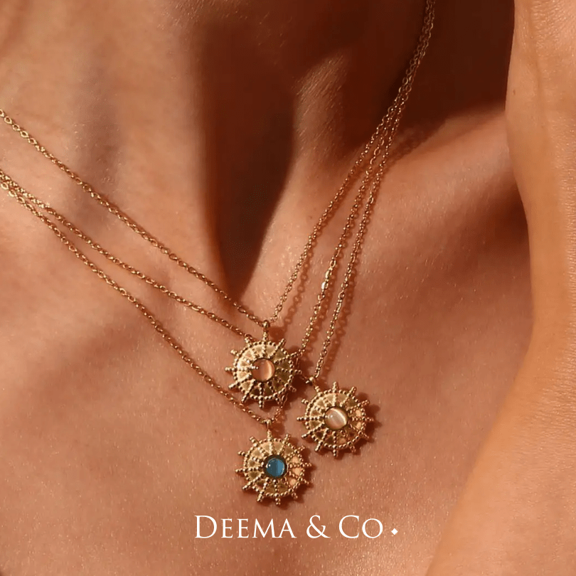 2. Konark Sun Wheel Opal Gemstone Necklace Model