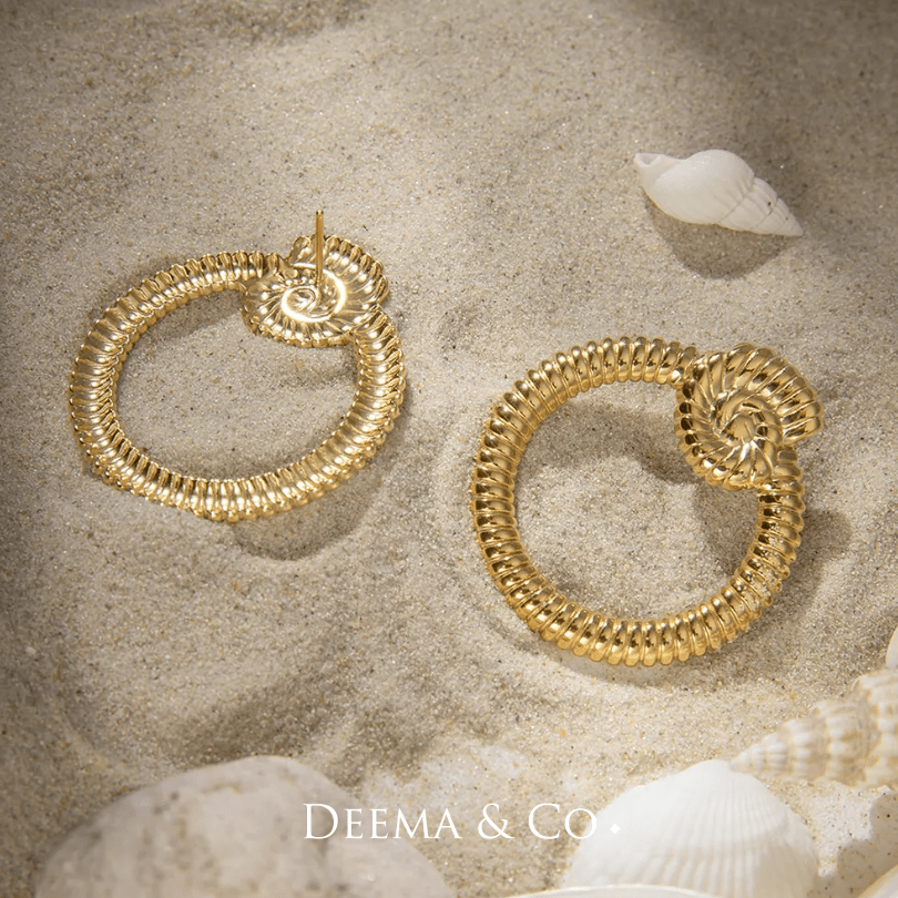 Mollusk Shell Earriings Flat lay